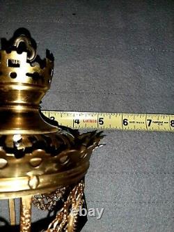 2 Antique Victorian French Brass Ormolu Filigree Jeweled Fairy Lamp Lantern