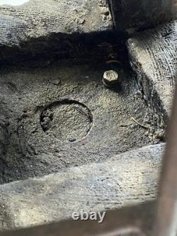 2 Antique Wooden Lantern with Iron Cages Maritime, Railroad, or Barn/Military