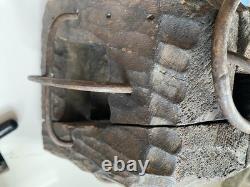 2 Antique Wooden Lantern with Iron Cages Maritime, Railroad, or Barn/Military