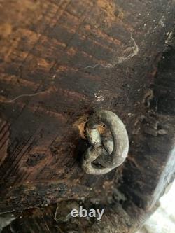 2 Antique Wooden Lantern with Iron Cages Maritime, Railroad, or Barn/Military