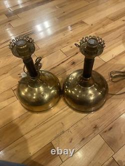 2 Antique/vintage Kerosene Gas Oil Lamp, Converted Coleman Quick-Lite Style