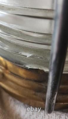 2 Attractive Brass Nautical Antique Lanterns, Copper Accent & Ribbed Glass