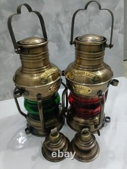 2, Nautical Marine Brass Boat Light Antique Hanging Ship Anchor Oil Lamp Lantern