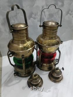 2, Nautical Marine Brass Boat Light Antique Hanging Ship Anchor Oil Lamp Lantern