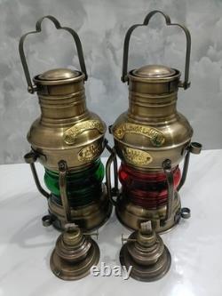 2, Nautical Marine Brass Boat Light Antique Hanging Ship Anchor Oil Lamp Lantern