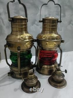 2, Nautical Marine Brass Boat Light Antique Hanging Ship Anchor Oil Lamp Lantern