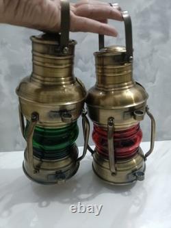 2, Nautical Marine Brass Boat Light Antique Hanging Ship Anchor Oil Lamp Lantern