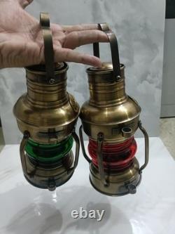 2, Nautical Marine Brass Boat Light Antique Hanging Ship Anchor Oil Lamp Lantern