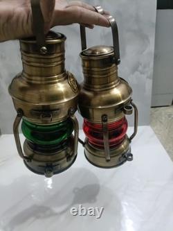 2, Nautical Marine Brass Boat Light Antique Hanging Ship Anchor Oil Lamp Lantern