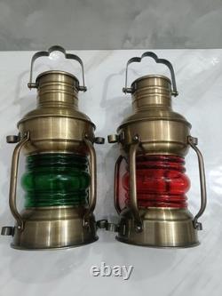 2, Nautical Marine Brass Boat Light Antique Hanging Ship Anchor Oil Lamp Lantern