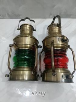 2, Nautical Marine Brass Boat Light Antique Hanging Ship Anchor Oil Lamp Lantern