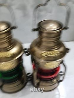 2, Nautical Marine Brass Boat Light Antique Hanging Ship Anchor Oil Lamp Lantern