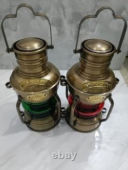 2, Nautical Marine Brass Boat Light Antique Hanging Ship Anchor Oil Lamp Lantern