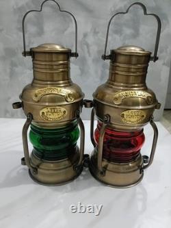 2, Nautical Marine Brass Boat Light Antique Hanging Ship Anchor Oil Lamp Lantern