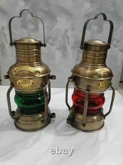 2, Nautical Marine Brass Boat Light Antique Hanging Ship Anchor Oil Lamp Lantern