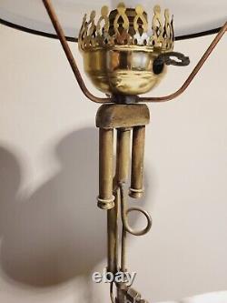 (2) Rare Antique Coleman Quick-Lite Kerosene Electric Lamp with Shades Pat. 1919