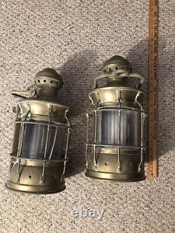 2 Vintage Brass Ships Lantern, Nautical Lantern With Clear Lens
