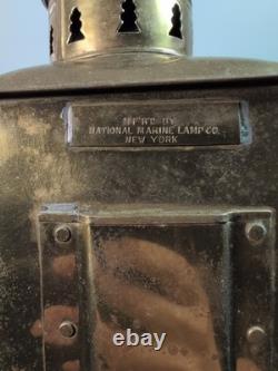 2 Vintage Brass Ships Light Red/Green Nautical Electric Lantern Maritime