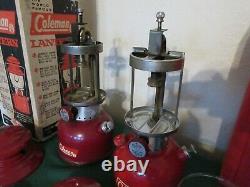 2 Vintage Coleman Lanterns 1967 Red 200A + Burgundy 1962 Lantern in Box & Case