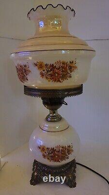 2 Vintage Electric Hurricane Lamp Gone With The Wind Style Floral 20 READ LOOK