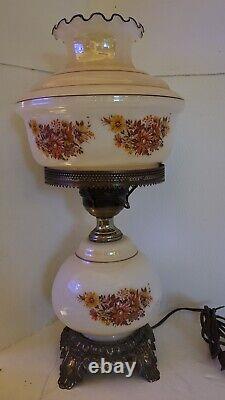 2 Vintage Electric Hurricane Lamp Gone With The Wind Style Floral 20 READ LOOK
