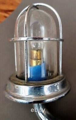 2 Vintage HEAVY Maritime Art Deco Ship Lantern Nautical Lamp Boat Light