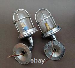 2 Vintage HEAVY Maritime Art Deco Ship Lantern Nautical Lamp Boat Light