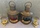2 Vintage Nautical Brass Ship Lanterns Kerosene Port & Starboard 11-1/4 Lamps