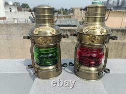 2 pcs Antique Decorative Kerosene Lantern Vintage Brass Oil Lamp, Nautical Wall
