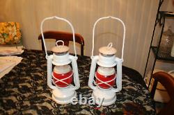 2 white Vint. Nier FeuerHand original 275 Baby Kereosene Lantern West Germany