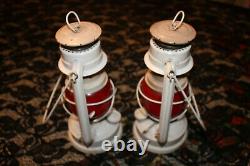 2 white Vint. Nier FeuerHand original 275 Baby Kereosene Lantern West Germany
