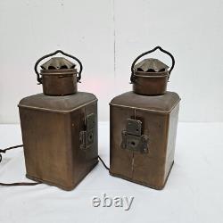 2x Rare Vintage Brass Ships Light Red/Green Nautical Electric Lantern Maritime