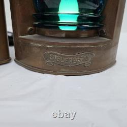 2x Rare Vintage Brass Ships Light Red/Green Nautical Electric Lantern Maritime
