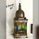 30 Vintage Moroccan Lantern Stained Glass Pierced Metal Candle holder hang XL