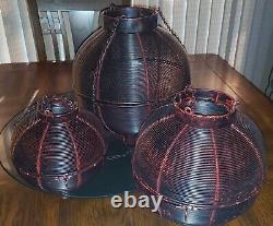 3 Authentic Chinese Nesting Wire Lanterns Qing Dynasty Vintage