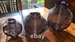 3 Authentic Chinese Nesting Wire Lanterns Qing Dynasty Vintage