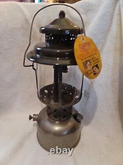 4-1947 COLEMAN 220D Nickel-Plated GAS CAMPING LANTERN Pyrex Globe