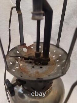 4-1947 COLEMAN 220D Nickel-Plated GAS CAMPING LANTERN Pyrex Globe