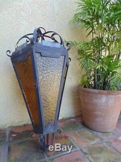 4' H! Vintage Architectural Chandelier Light Outdoor Iron Lantern Spanish Goth