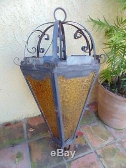 4' H! Vintage Architectural Chandelier Light Outdoor Iron Lantern Spanish Goth