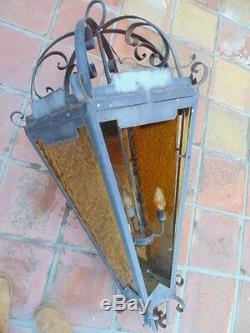 4' H! Vintage Architectural Chandelier Light Outdoor Iron Lantern Spanish Goth