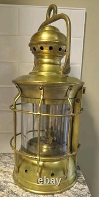 ANTIQUE 15in. Heavy Brass, Masthead, Nautical SHIP LANTERN! (Nice)