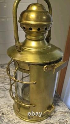ANTIQUE 15in. Heavy Brass, Masthead, Nautical SHIP LANTERN! (Nice)
