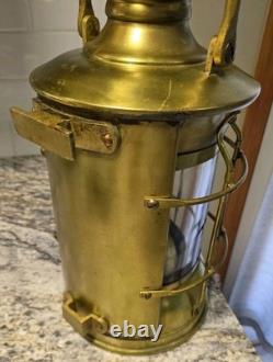 ANTIQUE 15in. Heavy Brass, Masthead, Nautical SHIP LANTERN! (Nice)
