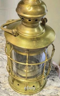 ANTIQUE 15in. Heavy Brass, Masthead, Nautical SHIP LANTERN! (Nice)