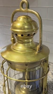 ANTIQUE 15in. Heavy Brass, Masthead, Nautical SHIP LANTERN! (Nice)
