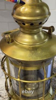 ANTIQUE 15in. Heavy Brass, Masthead, Nautical SHIP LANTERN! (Nice)