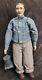 ANTIQUE FOLK ART Hand Made Doll MAN HOLDING LANTERN Vintage 16