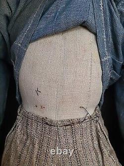 ANTIQUE FOLK ART Hand Made Doll MAN HOLDING LANTERN Vintage 16