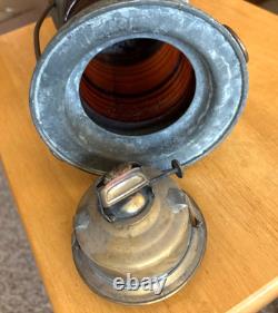 ANTIQUE MARITIME RED SIGNAL LANTERN, SHIP'S OIL LAMP, (KEROSENE). 1890-1930s